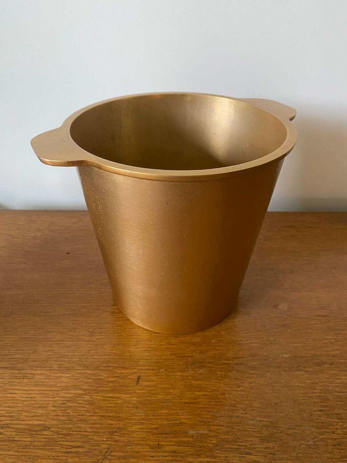 Vintage Champagne Ice Bucket Old Golden Aluminium Cast France #D43