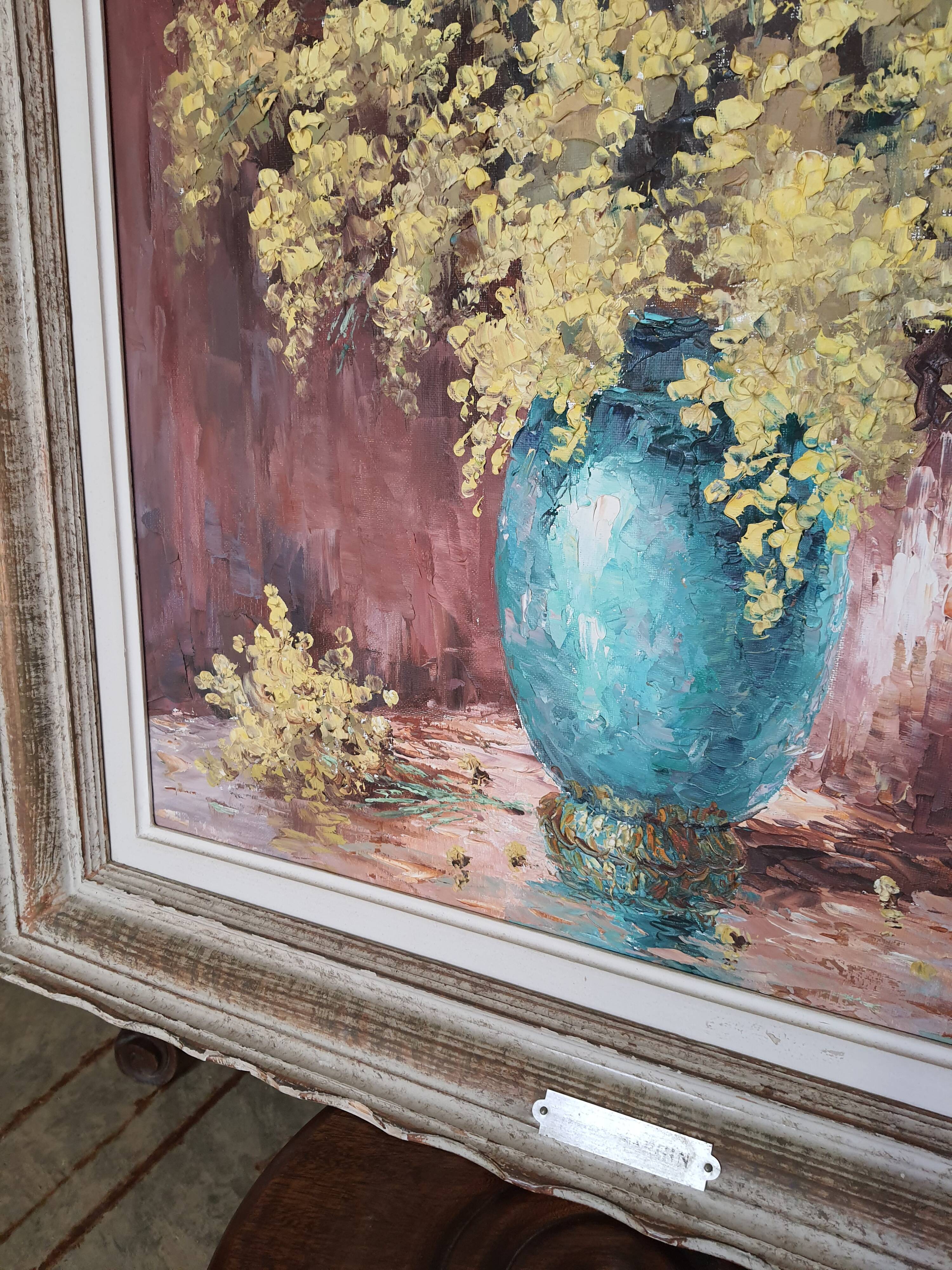 Painting bouquet of mimosa