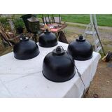 4 black metal industrial pendant lights