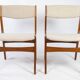 Ensemble de chaises de salle à manger en teck et rembourré de tissu léger, conçu par Erik Buch, années 1960