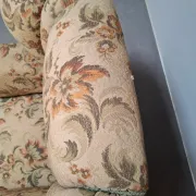 1930s Czech Art Deco Floral Upholstered Wingback Armchair