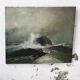 Oil painting raging sea L.Vermont 19th