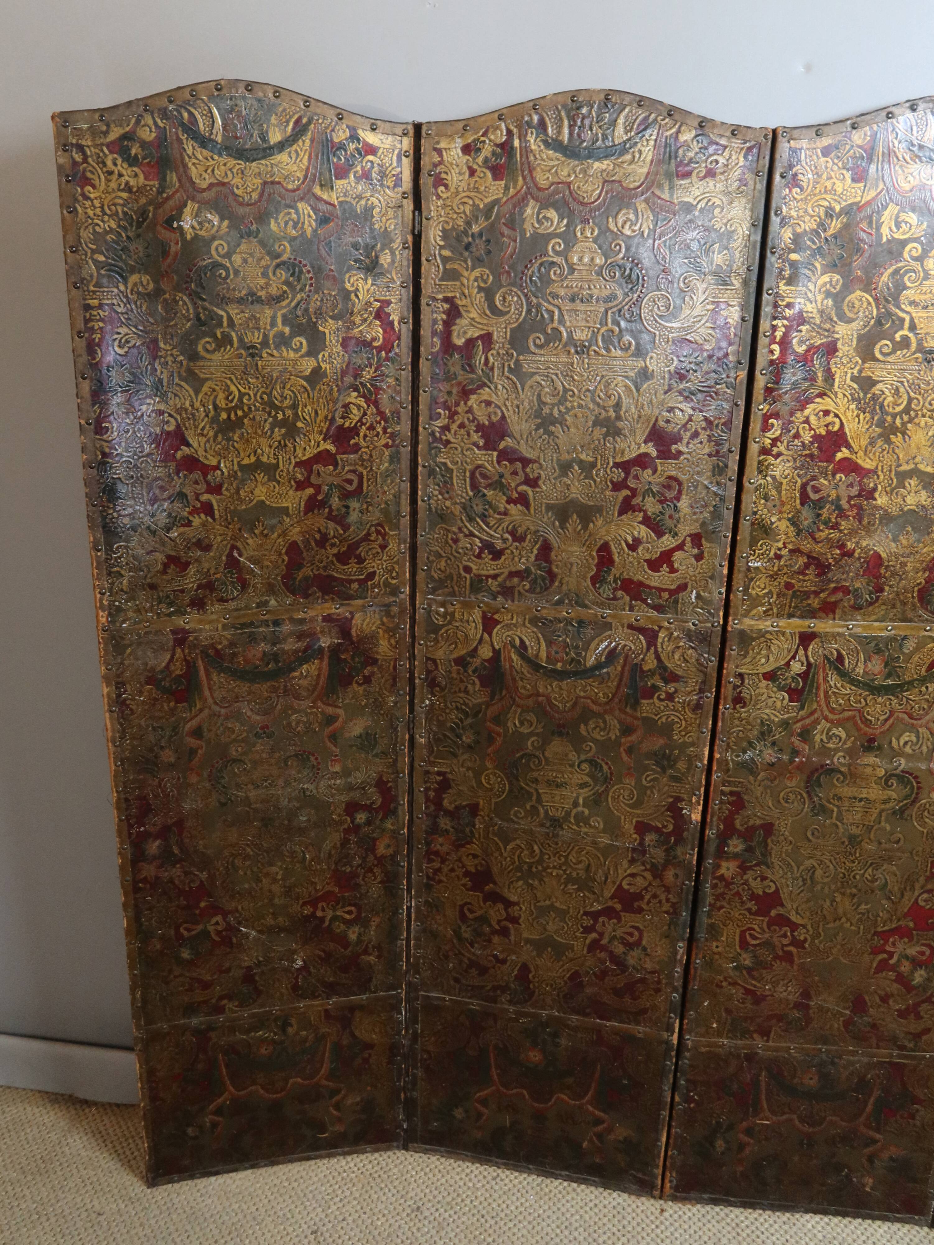 17th-century Cordoba leather screen
