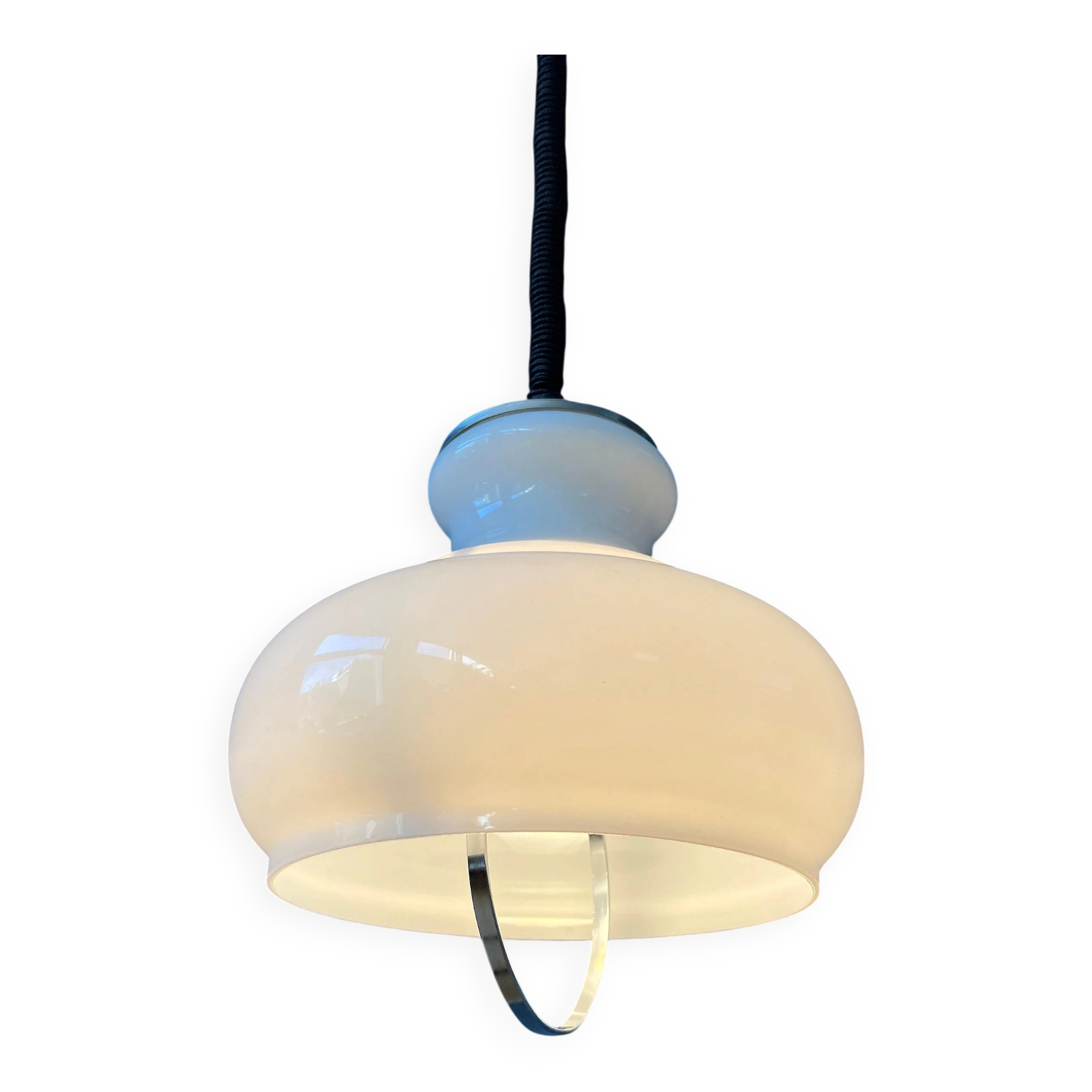 Suspension vintage mid-century en verre opalin (milk glass)