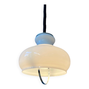 Suspension vintage mid-century en verre opalin (milk glass)