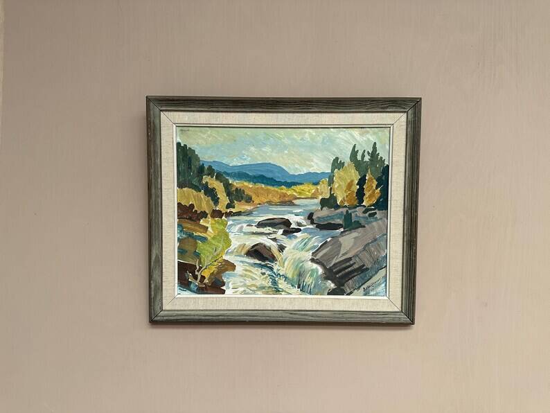 Original Swedish Oil on Panel – “Landscape With Water” by B. Lundqvist – Vintage & Framed – 56 × 48 cm (22" × 18.8")