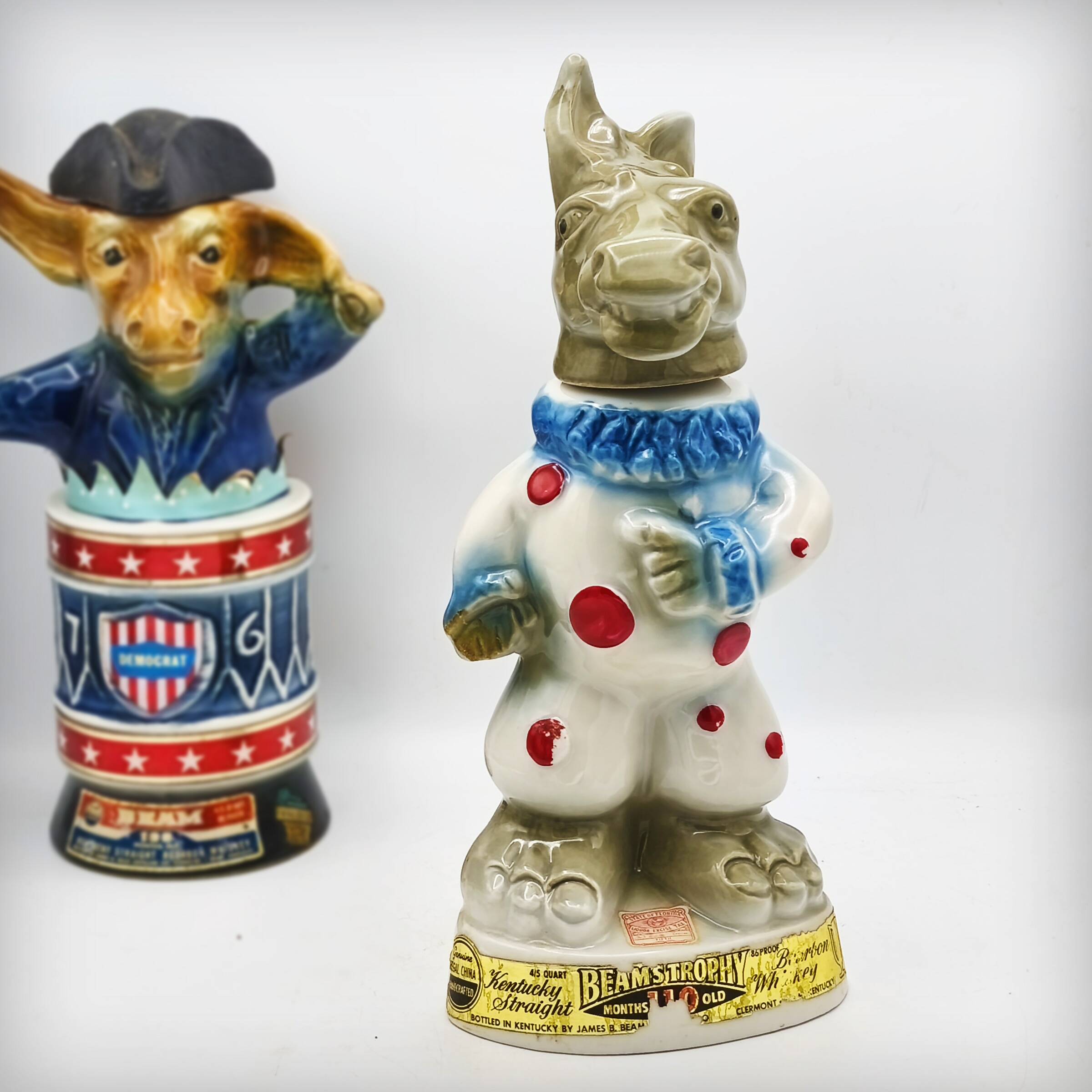 Ceramic carafe "clown donkey" by Jim Beam, USA, 1960s