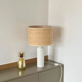 Sandstone and rabane lamp