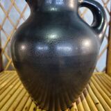 Black Enameled Ceramic Pitcher Signed MADOURA