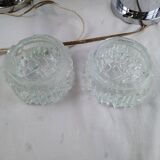 Pair of vintage Italian chrome and glass wall lights, 1960s Sciolari.