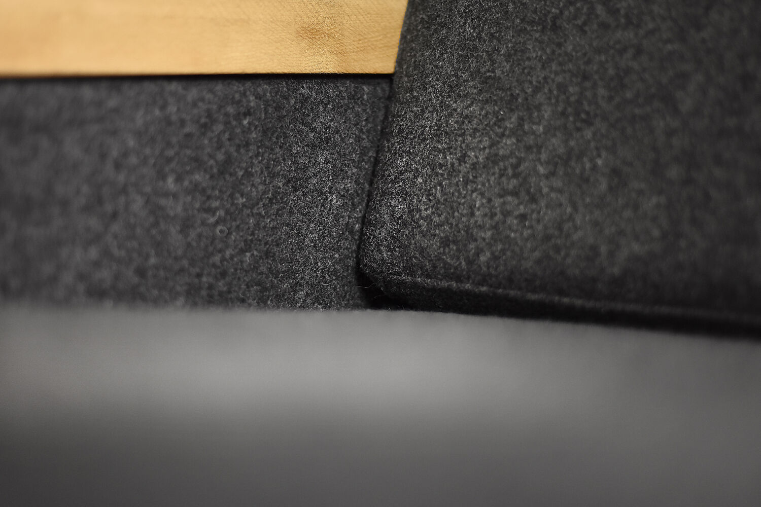 2 vintage oak and felt Danish chaise longues from the mid-century, 1960s.