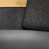 2 vintage oak and felt Danish chaise longues from the mid-century, 1960s.