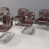 Lot de 6 chaises de salle à manger vintage par Willy Rizzo pour cidue, années 1970
