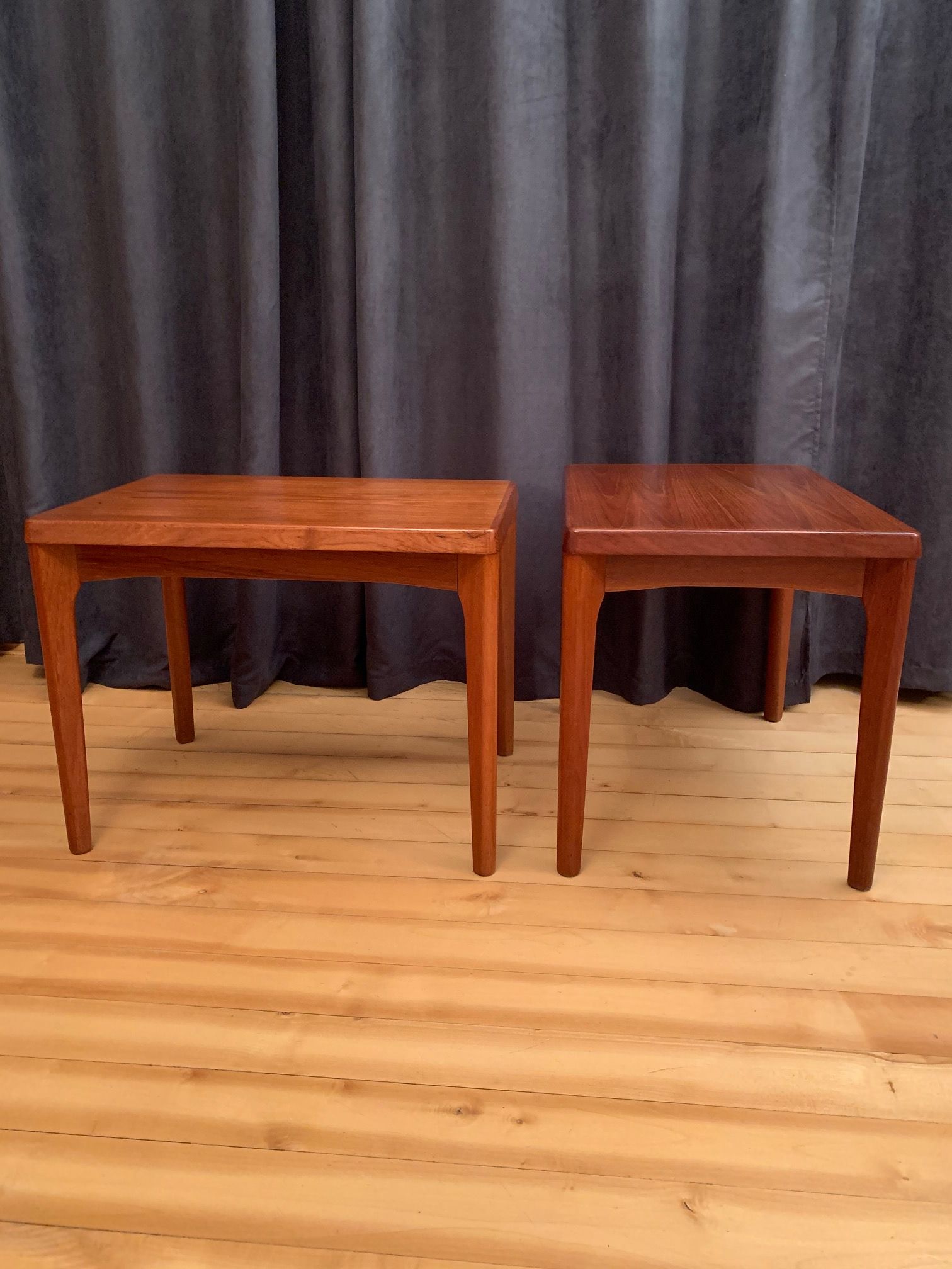 Pair of side tables by Henning Kjaernulf, Vejle Møbelfabrik, Denmark, 1960s