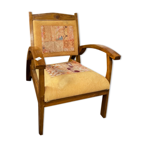 Fauteuil teck et tissu