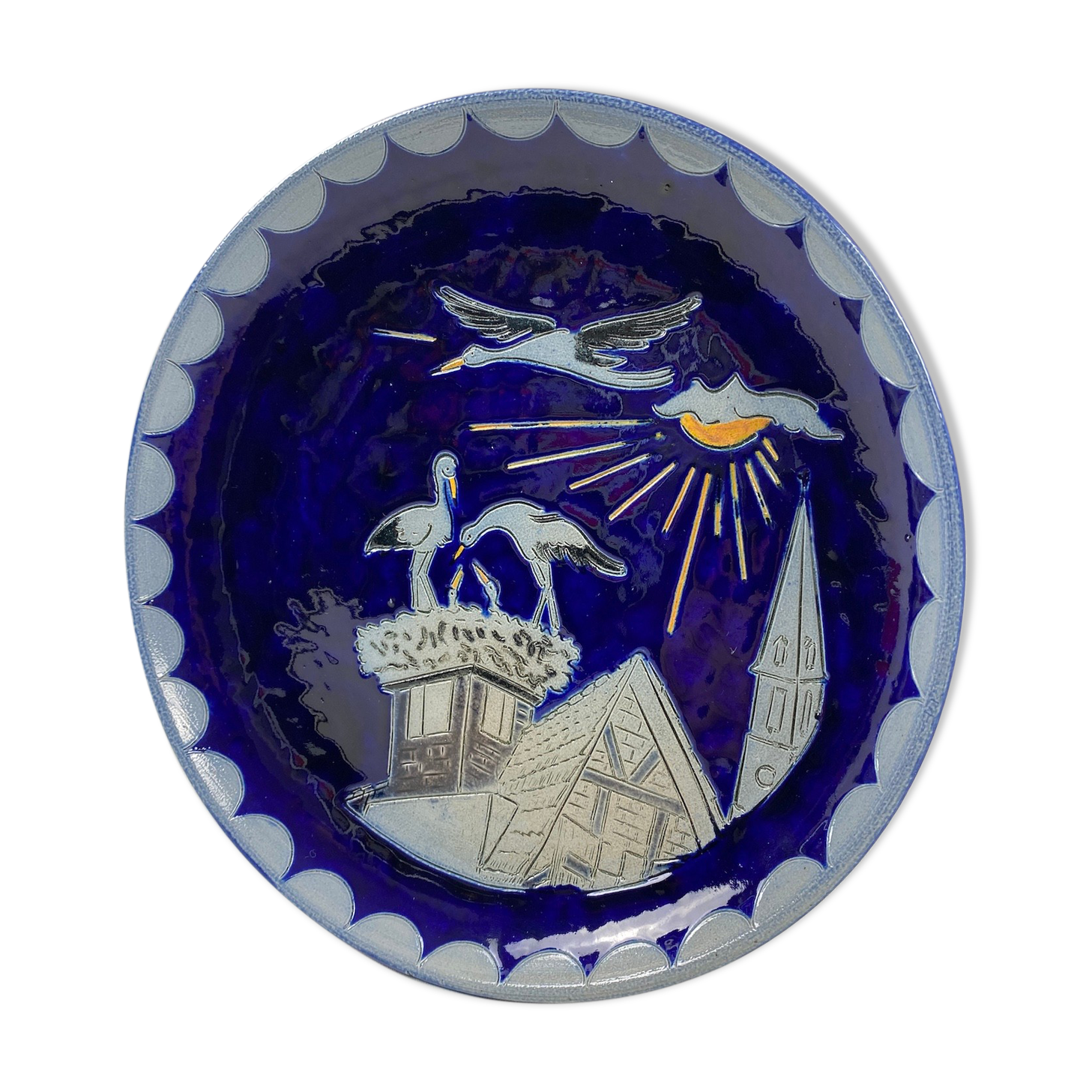 Assiette décorative grès au sel Alsace Betschdorf 23cm