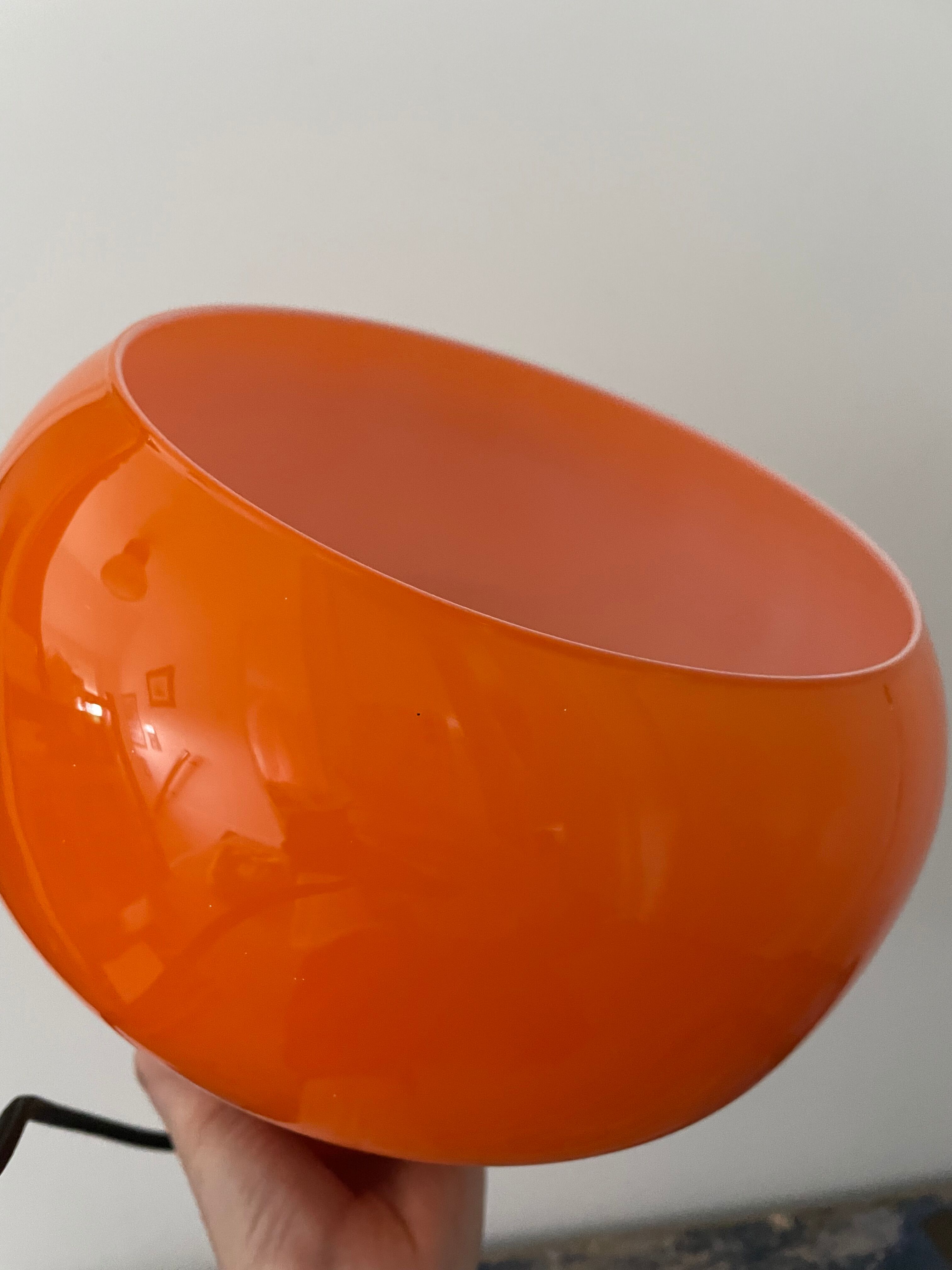 Vintage suspension lamp in orange opaline electrified to nine