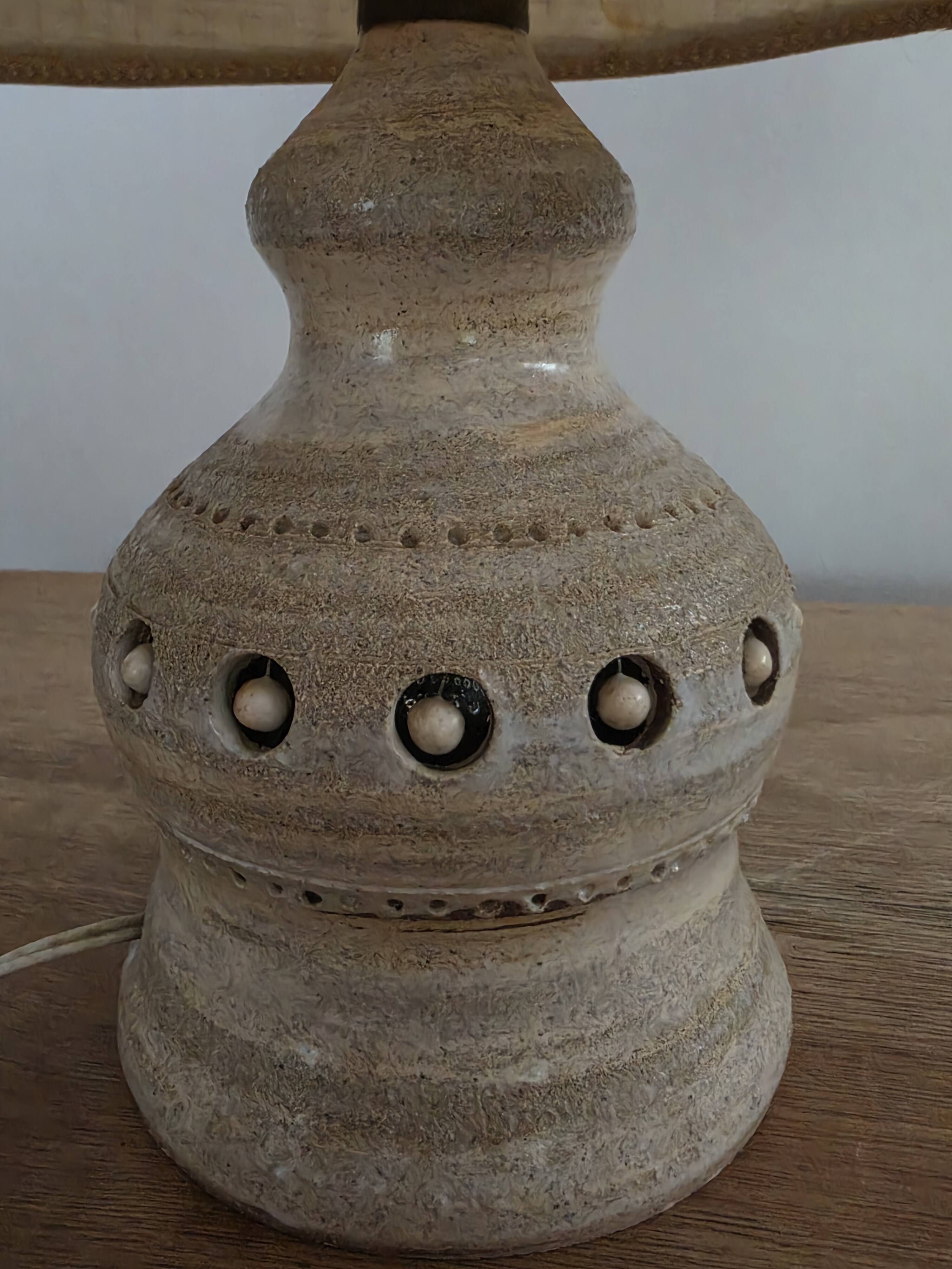 Vintage ceramic lamp with cut-outs by Georges Pelletier.