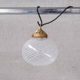 Glass and brass mid-century italian pendant light