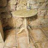 Side table, pedestal table patinated with natural pigments
