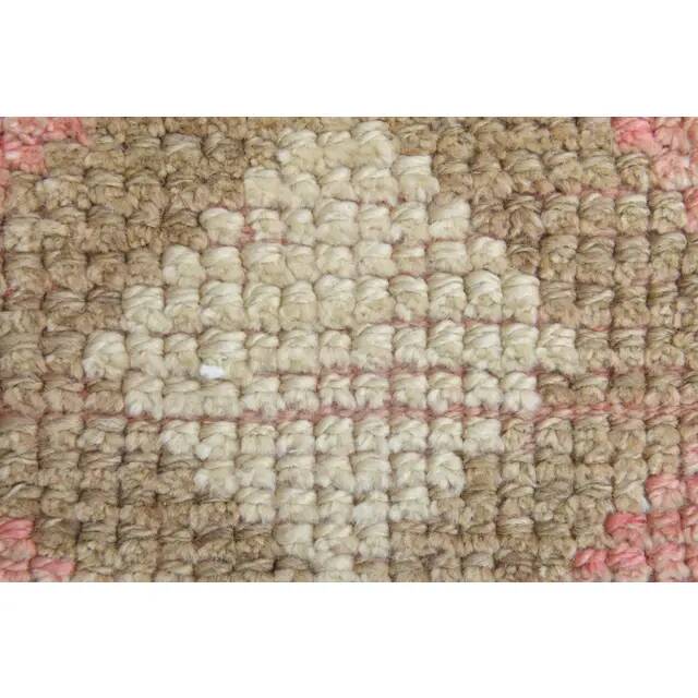 Vintage Turkish Oushak handmade wool cotton pink runner rug 83x310