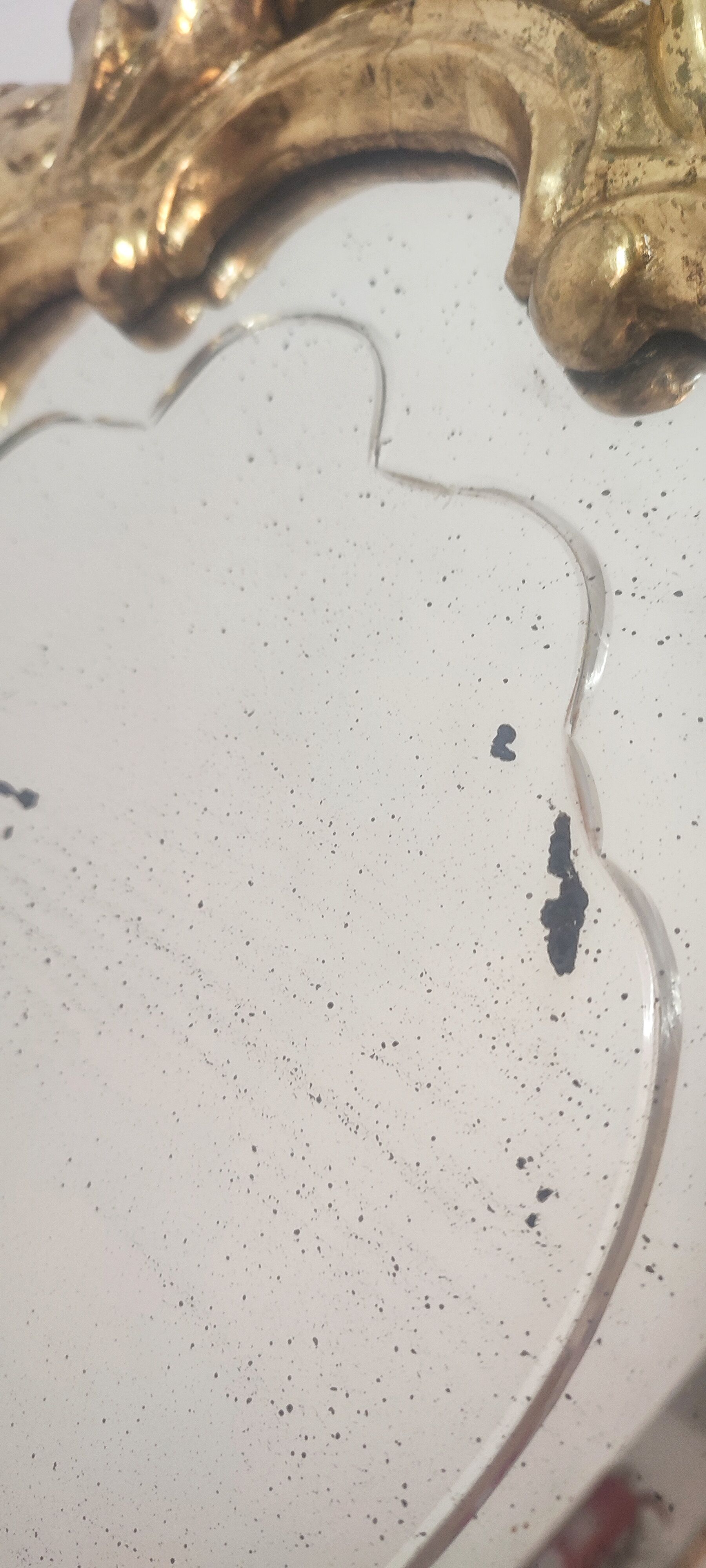 Baroque mirror of gilded wood. France, 1950s