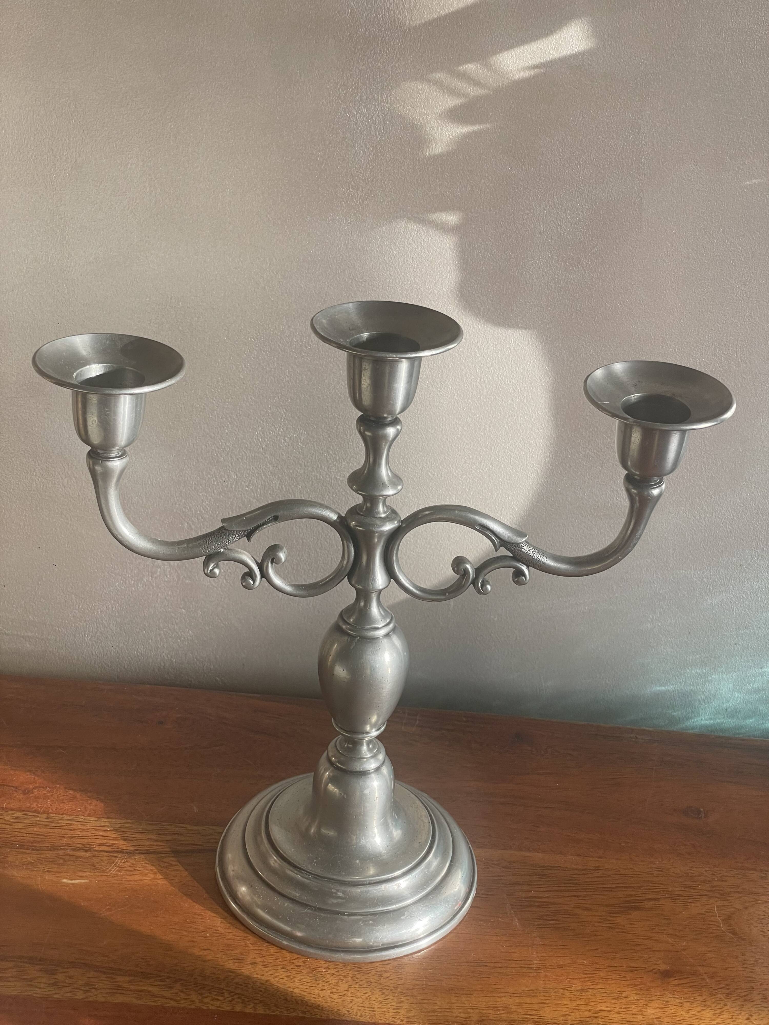 Pewter candle holder