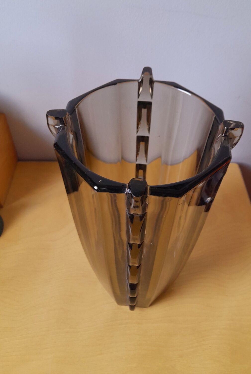 Art deco vase in smoked glass