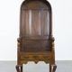Antique English hooded lambing chair from the 18th century with hood shape