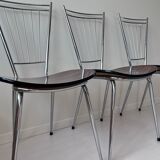 Set of 3 chairs in Formica and Chrome 70s