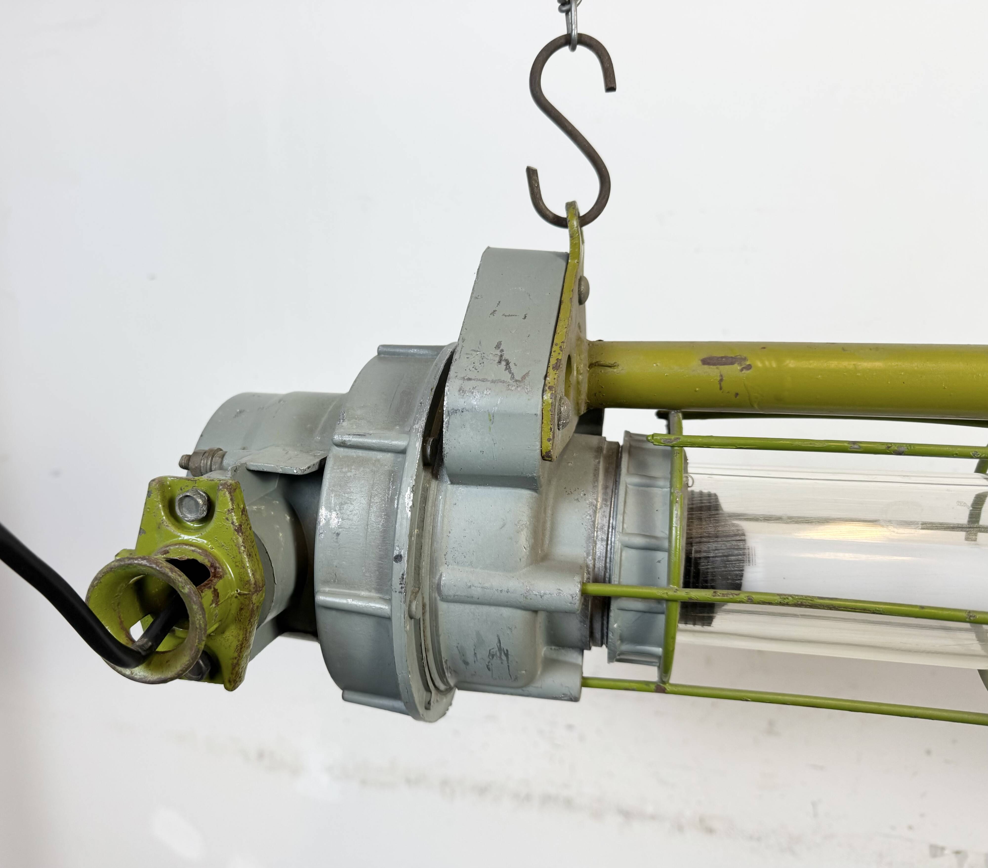 Grey Soviet Industrial Hanging Tube Light, 1970s