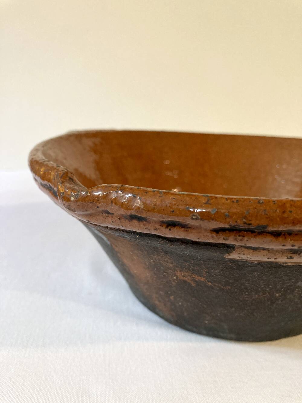 Antique Provençal ceramic tian, or bowl
