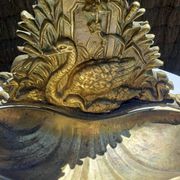 Bronze and brass umbrella stand decorated with a swan.