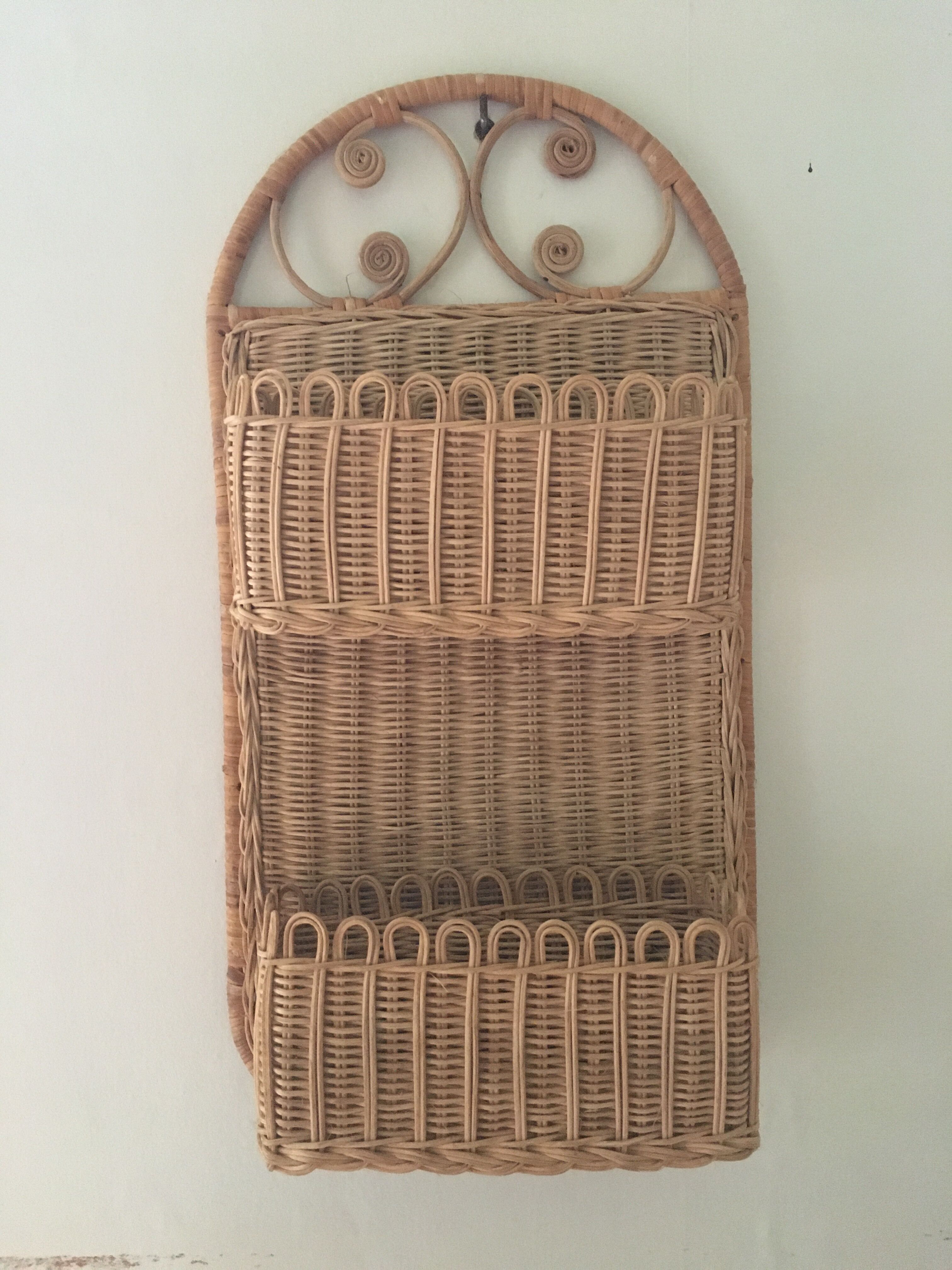 Natural rattan wall shelf