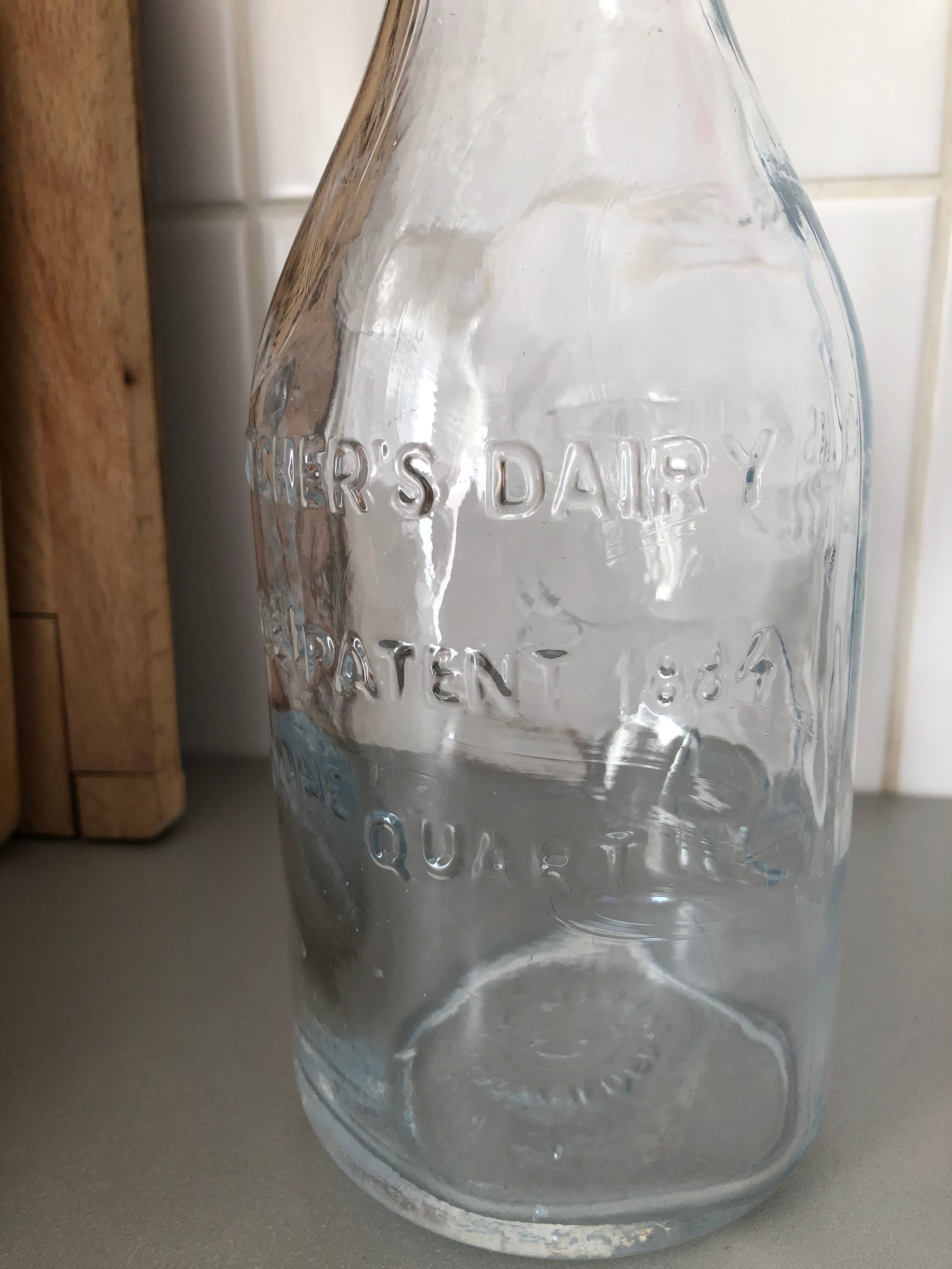 Glass milk bottle