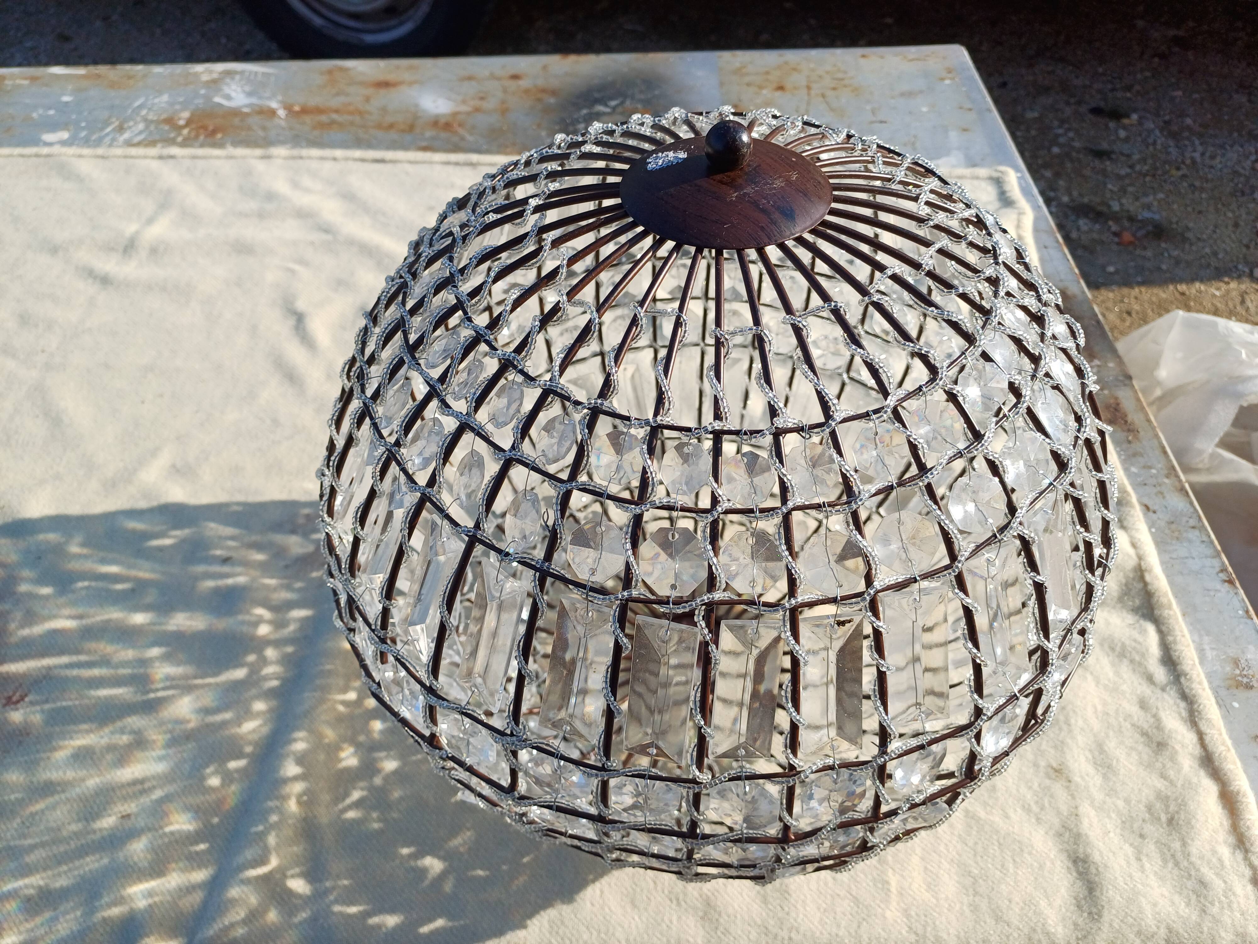 Lustre rond a pampilles verre