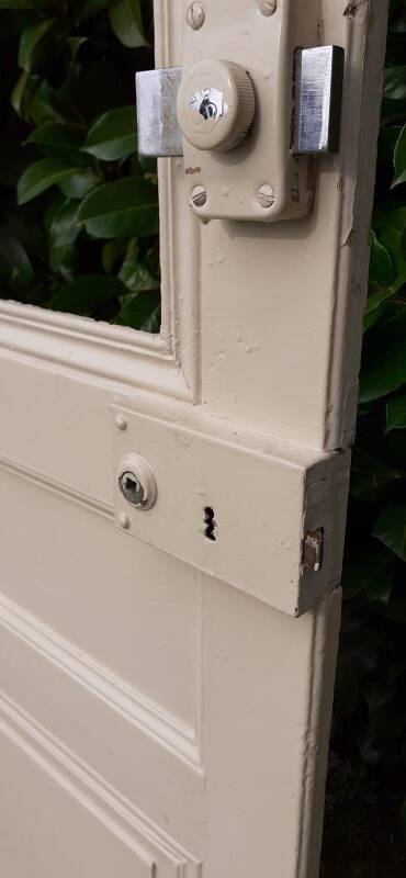 Glass communication door h221.5x90cm old 4 panes without interior glazing