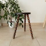 Vintage turned wood tripod stool