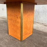 Elm burl and brass table, vintage 1970