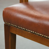 Vintage Scandinavian wooden and cowhide side/desk/chair from the 60s/70s