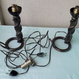 Pair of wrought iron lamp bases