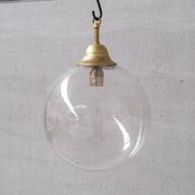 Clear italian mid-century glass and brass pendant light