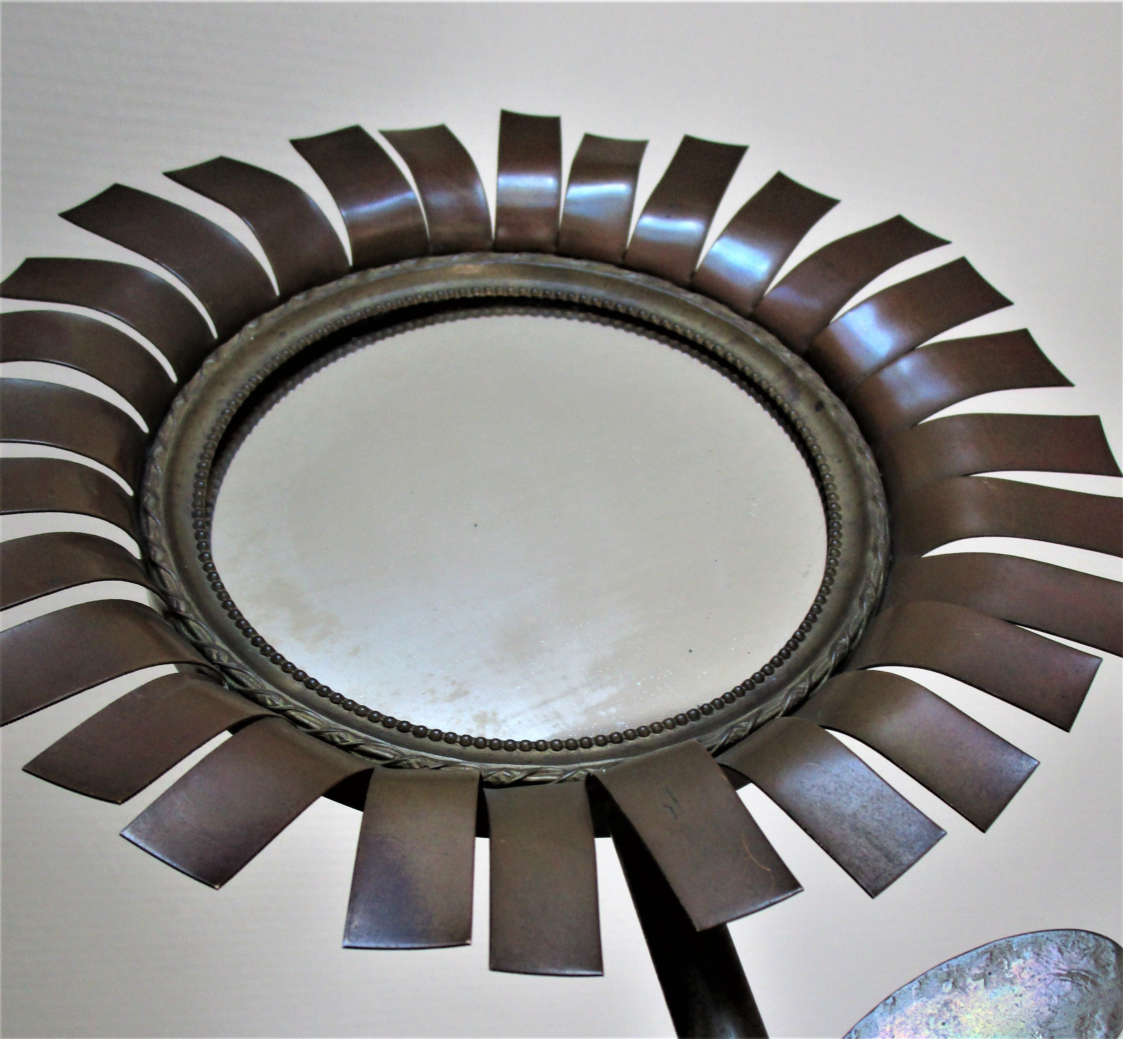 Copper and brass flower mirror by Vinay 60s