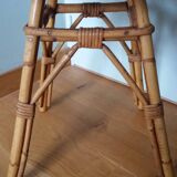 Round coffee table in wicker and bamboo