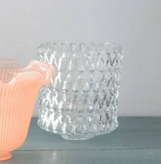 Retro transparent glass lampshade from the 60s