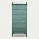 Old grey green high chest of drawers H160