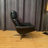 Leather swivel armchair, Denmark, 1960s