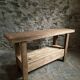 Vintage French beech side table, console, washbasin unit, industrial side table, circa 1950–1970.