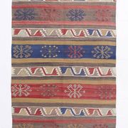 3x14 Navy Blue & Red Kilim Rug, 100x410 Rare Size Kilim Rug,Wool Runner Rug