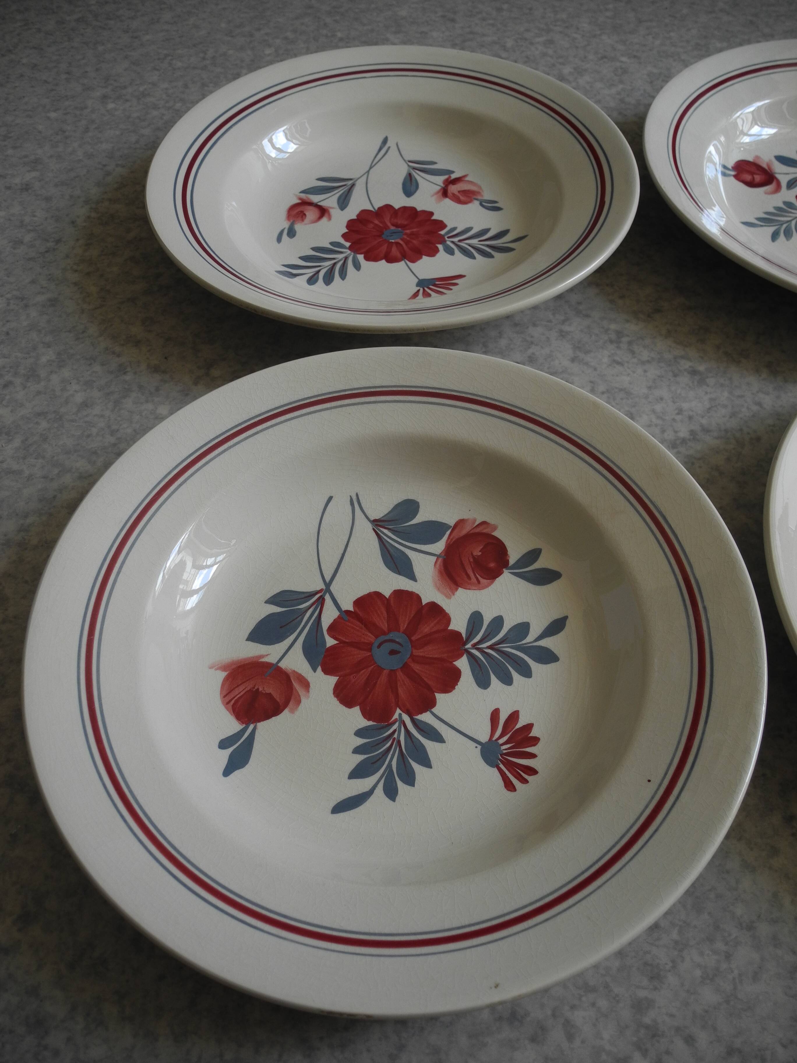6 Céranord St Amand vintage soup plates 50s